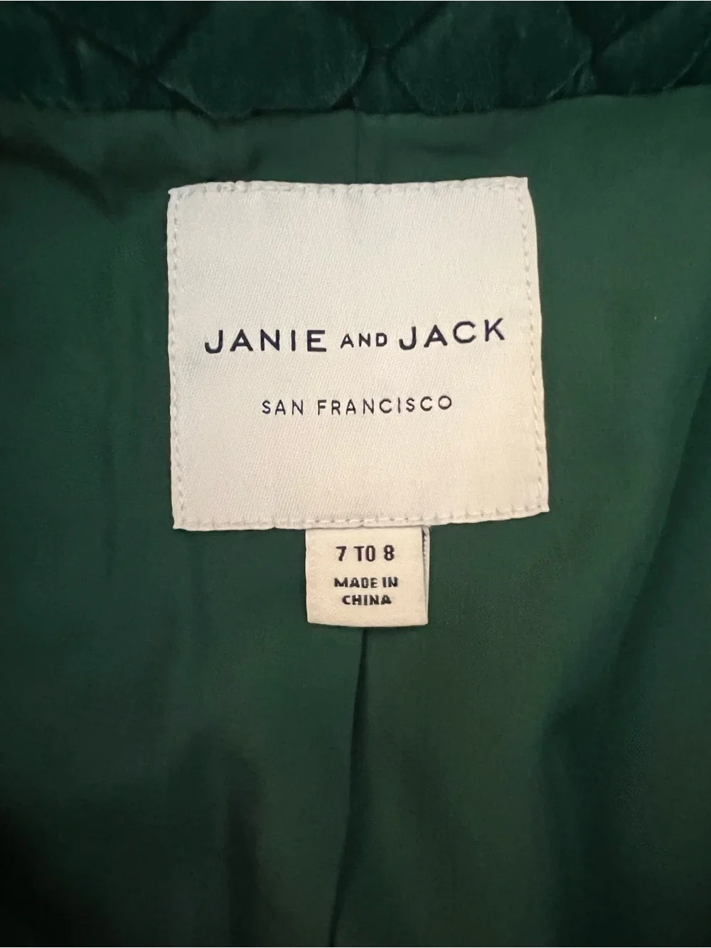 Janie and Jack Deep Green Quilted Jacket